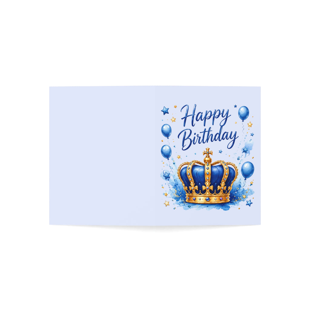 Happy Birthday Crown Greeting Cards - Blue Royalty Birthday Card Pack (1/10/30/50)