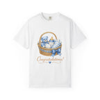 Baby Shower Congratulations T-Shirt — Blue Teddy Basket Newborn Gift