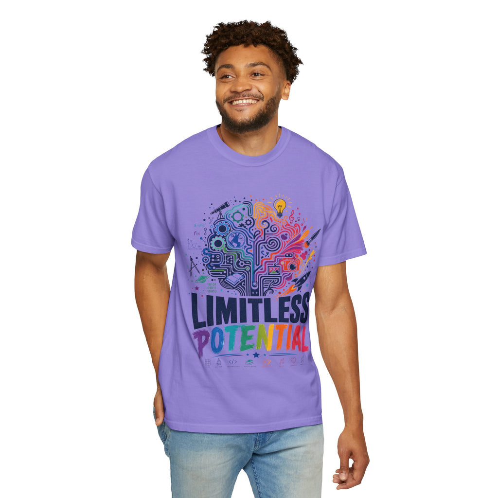 Limitless Potential T-Shirt — Inspirational Brain & Rainbow Design