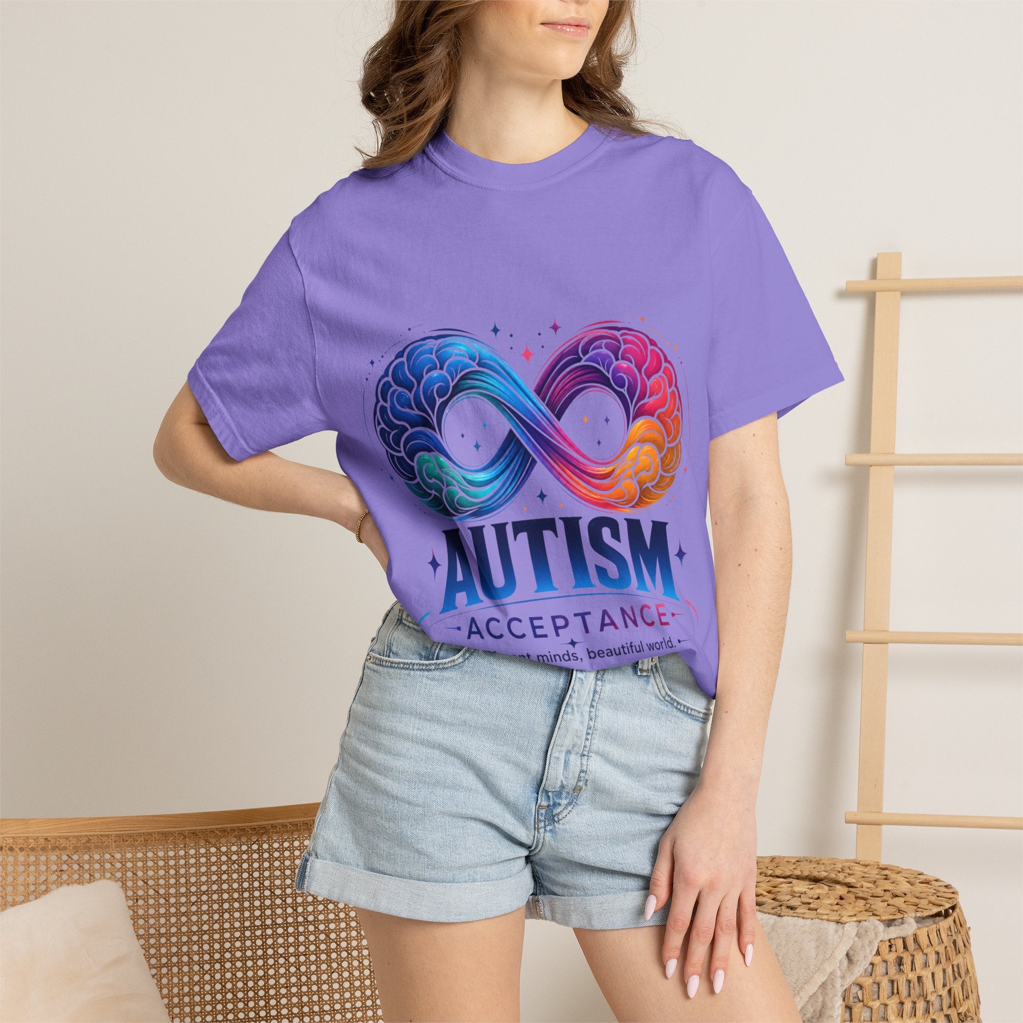 Autism Acceptance T-Shirt — Infinity Puzzle Rainbow Design