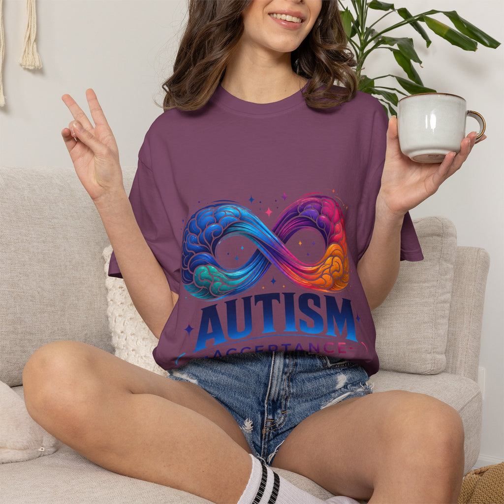 Autism Acceptance T-Shirt — Infinity Puzzle Rainbow Design