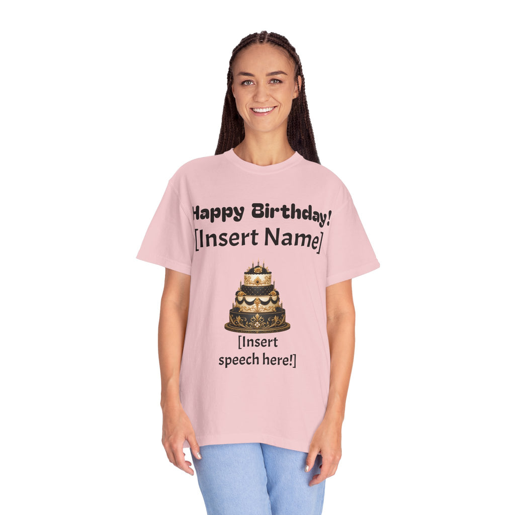 Birthday Cake Personalized T‑Shirt — "Happy Birthday! [Insert Name]" Customizable Tee