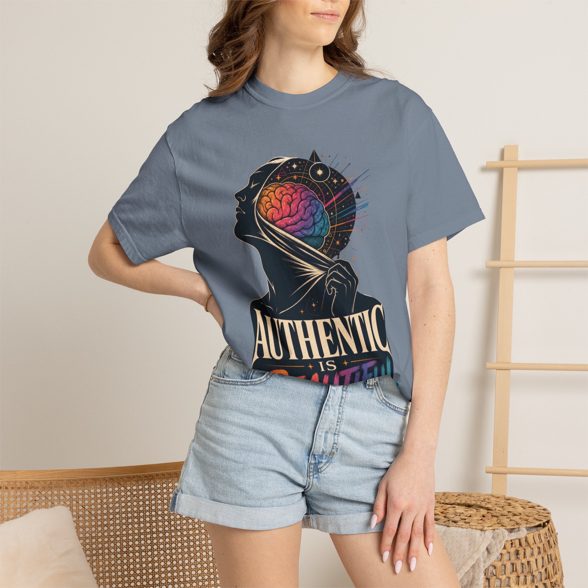 Authentic Is Beautiful Graphic T-Shirt — Pride Rainbow Mind Empowerment Tee