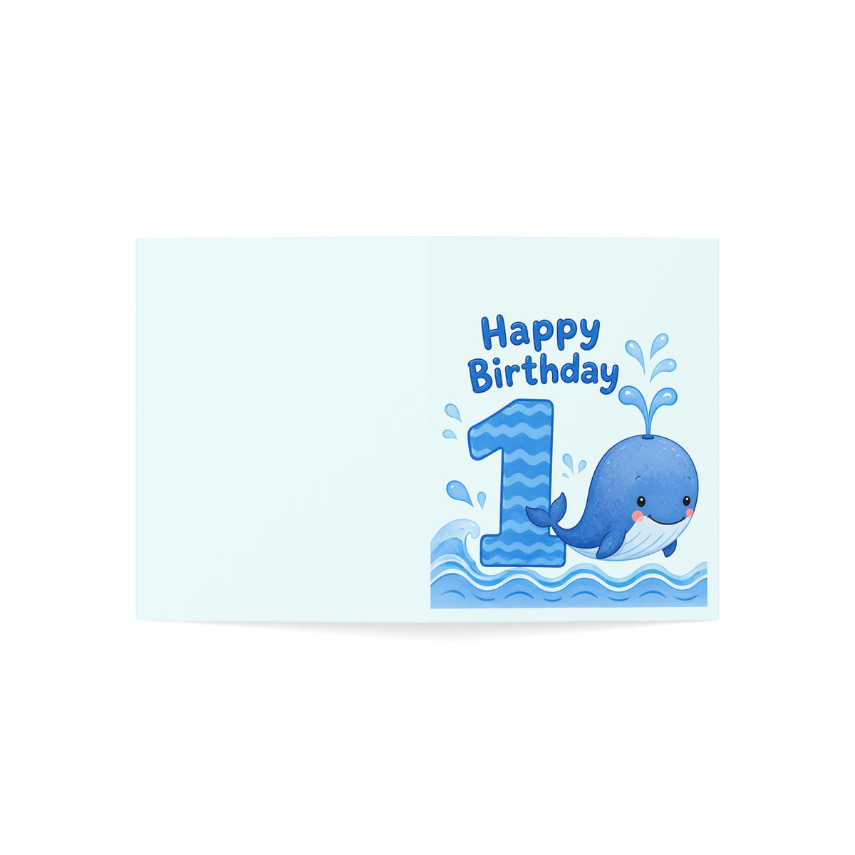 1st Birthday Whale Greeting Card — Happy Birthday Number One Card for Baby Boy