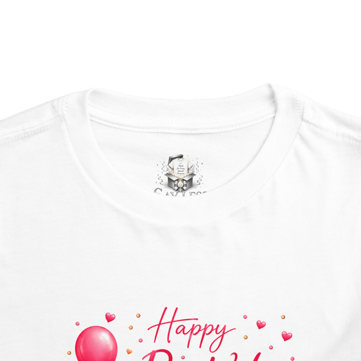 1st Birthday Toddler Tee – Pink Cake, Balloons & Gift Design