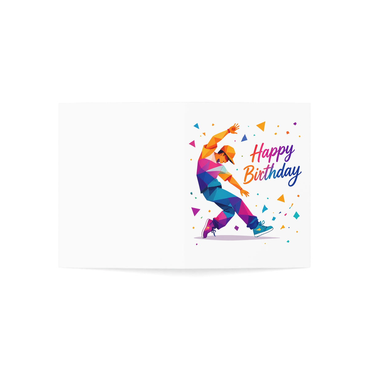 Birthday Dance Greeting Card — Colorful Geometric Dancer "Happy Birthday" (1/10/30/50 pcs)