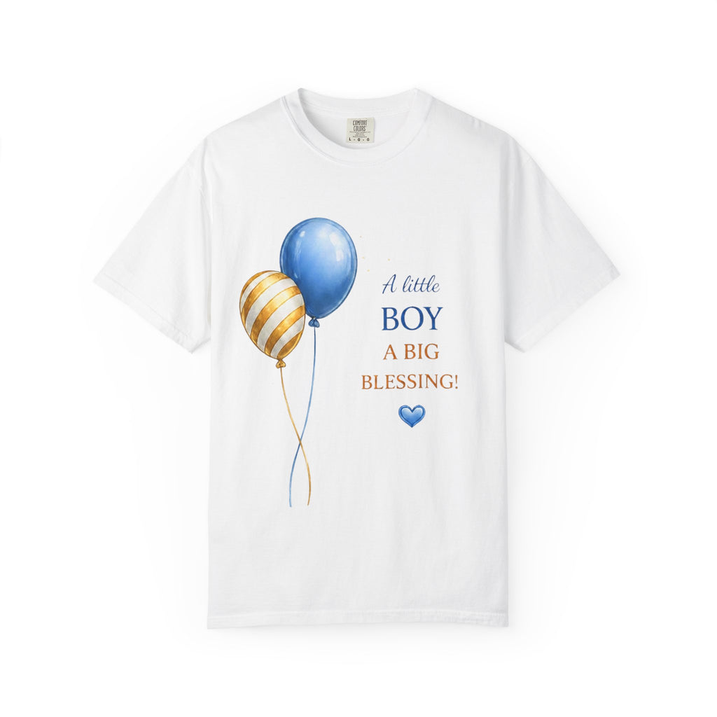 Baby Boy T-Shirt — "A Little Boy A Big Blessing" Newborn Announcement Tee