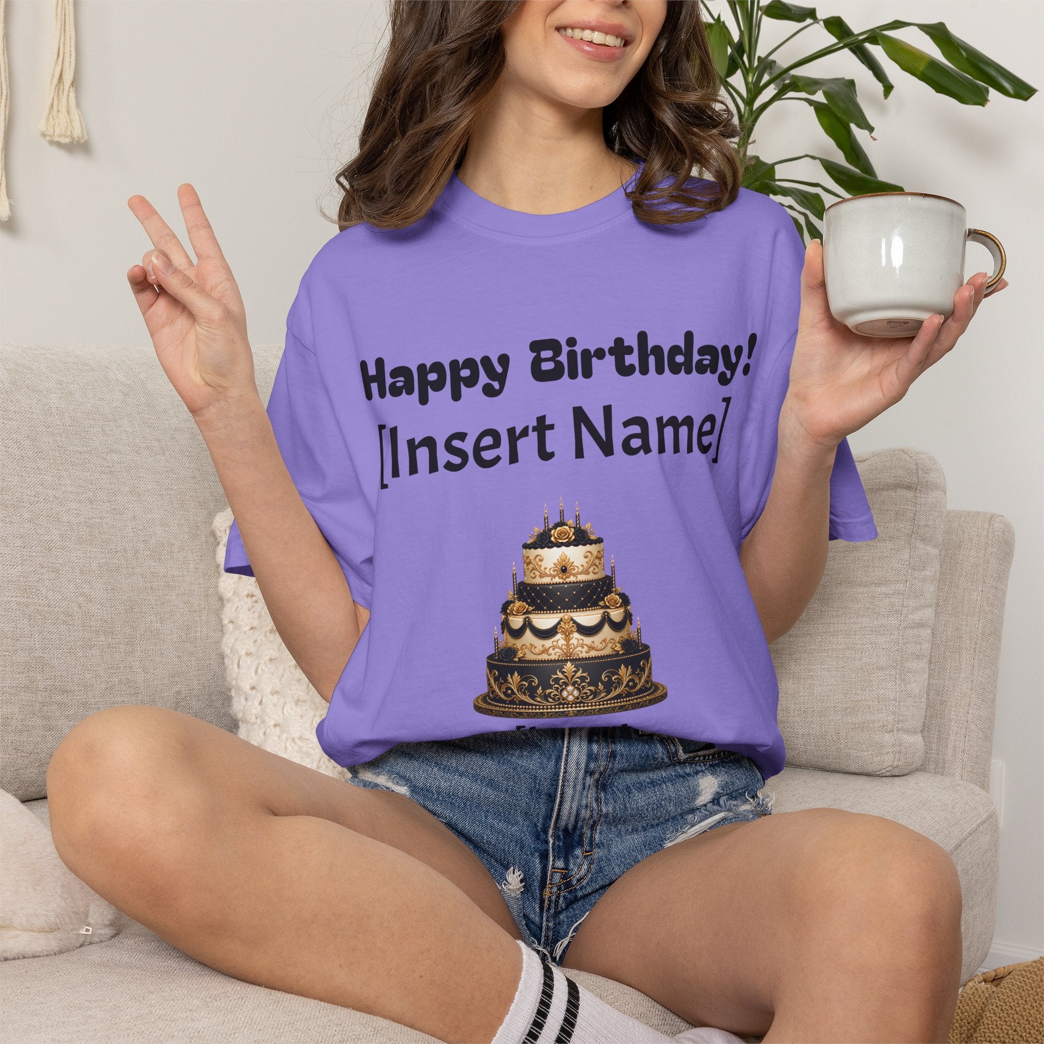 Birthday Cake Personalized T‑Shirt — "Happy Birthday! [Insert Name]" Customizable Tee