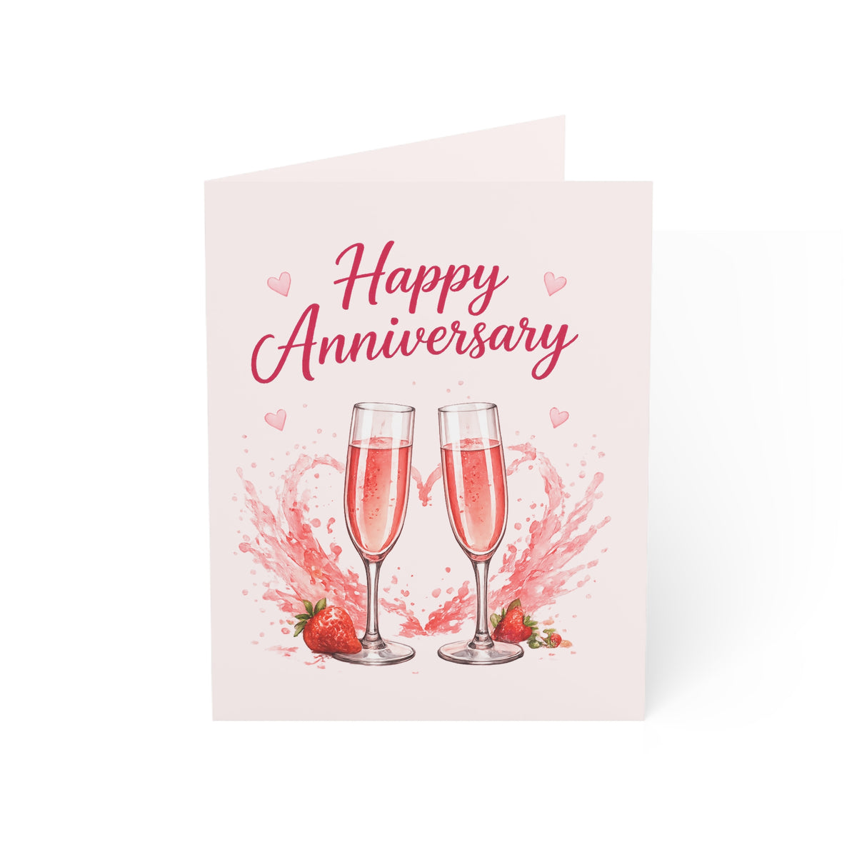Anniversary Greeting Card — "Happy Anniversary" Champagne Toast Design (Single or Bulk 1/10/30/50)