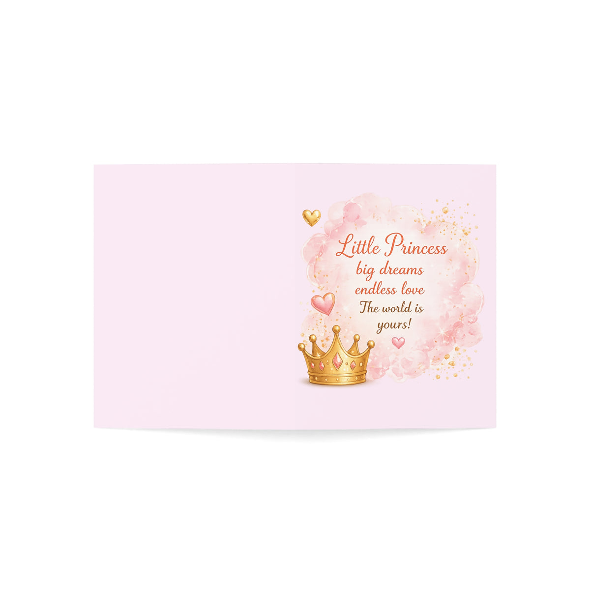 Princess Baby Greeting Card – "Little Princess, big dreams" Pink Birthday & Newborn Card (1/10/30/50 pcs)