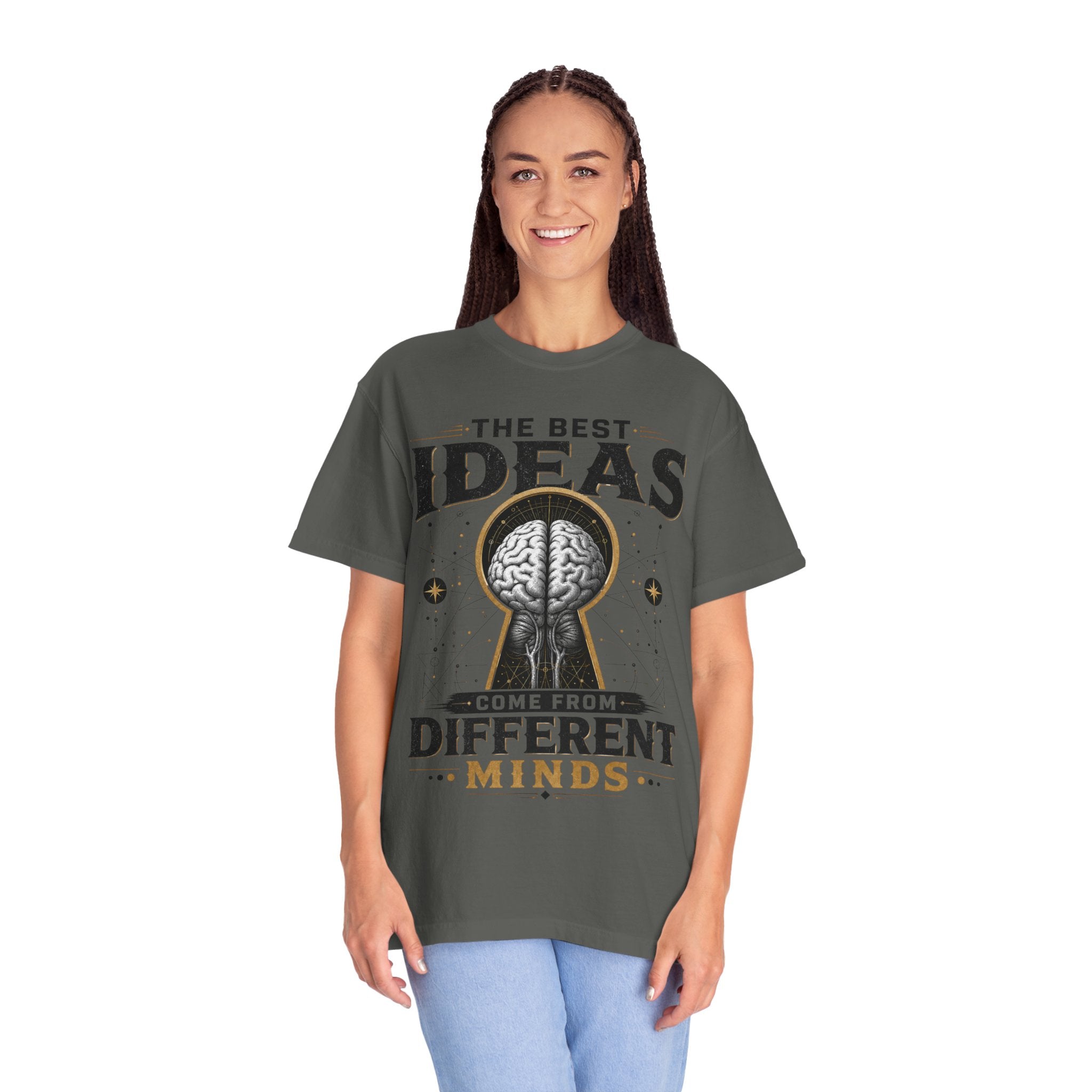 T-Shirt — "The Best Ideas Come From Different Minds" Graphic Tee