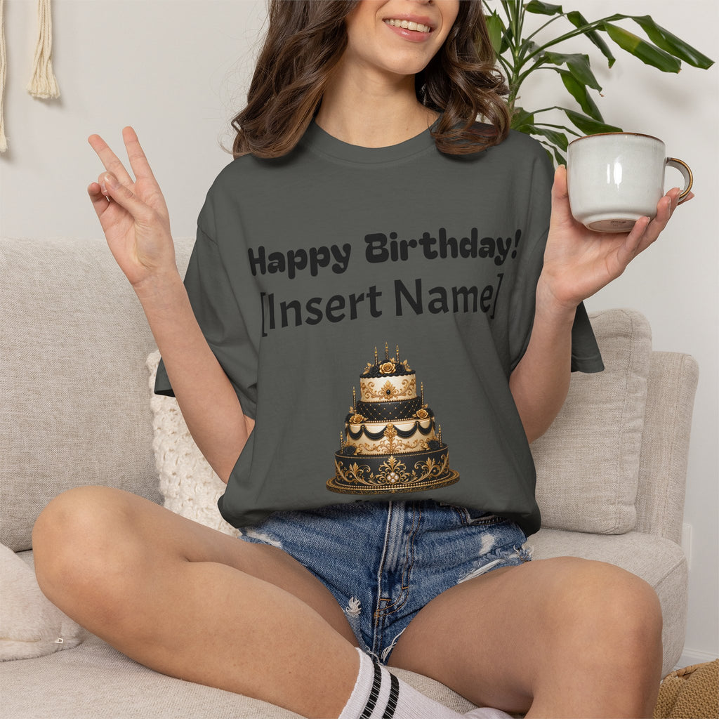 Birthday Cake Personalized T‑Shirt — "Happy Birthday! [Insert Name]" Customizable Tee