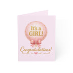 Baby Girl Congratulations Card — "It's a GIRL!" Newborn Greeting Card (Single or Bulk)