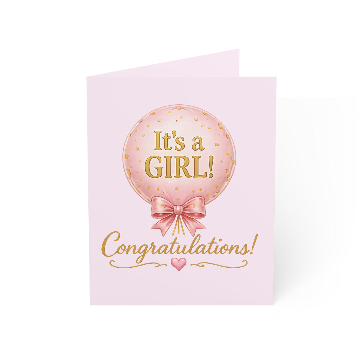 Baby Girl Congratulations Card — "It's a GIRL!" Newborn Greeting Card (Single or Bulk)
