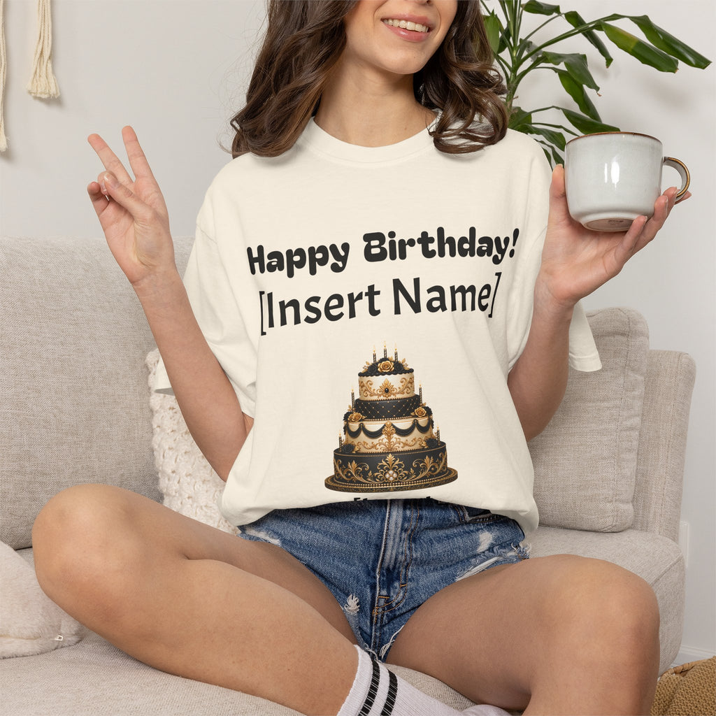 Birthday Cake Personalized T‑Shirt — "Happy Birthday! [Insert Name]" Customizable Tee