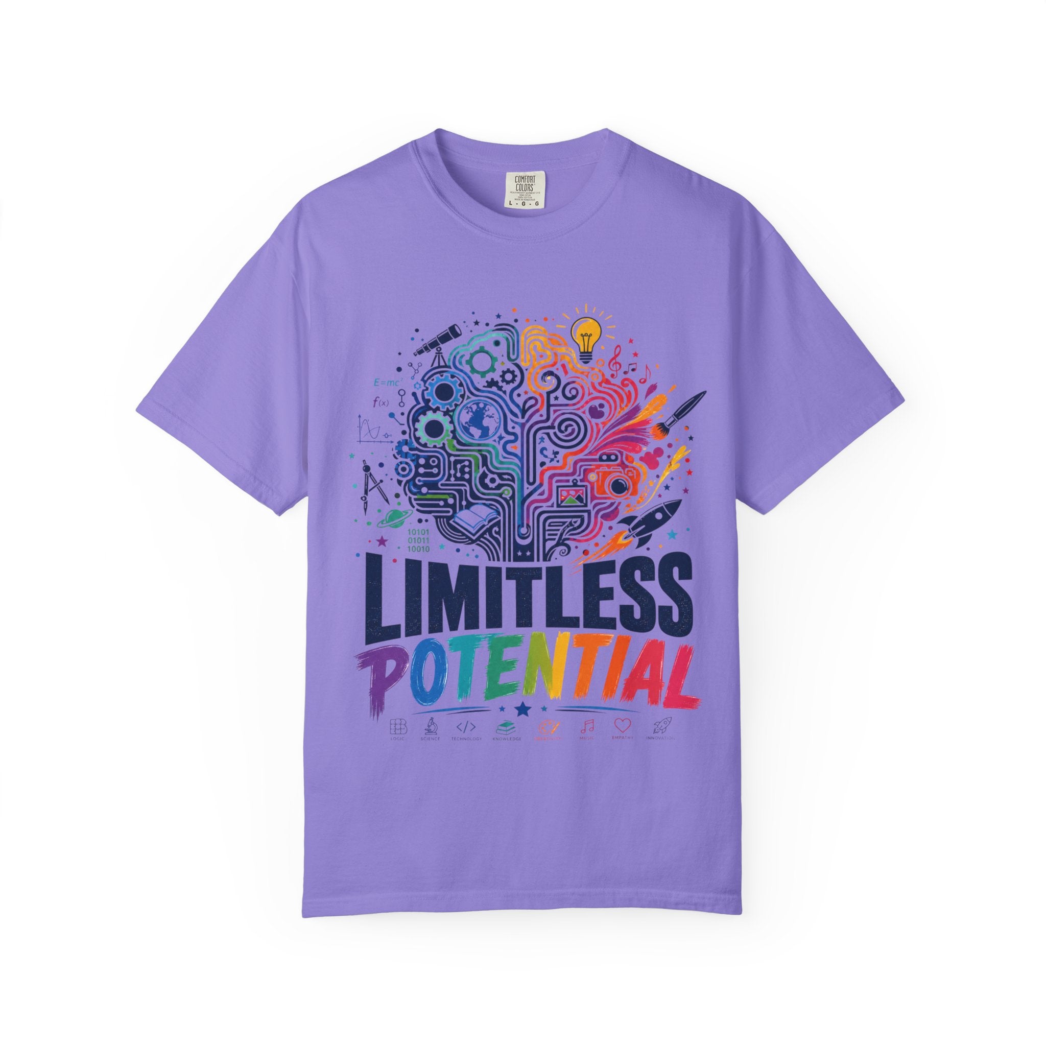 Limitless Potential T-Shirt — Inspirational Brain & Rainbow Design