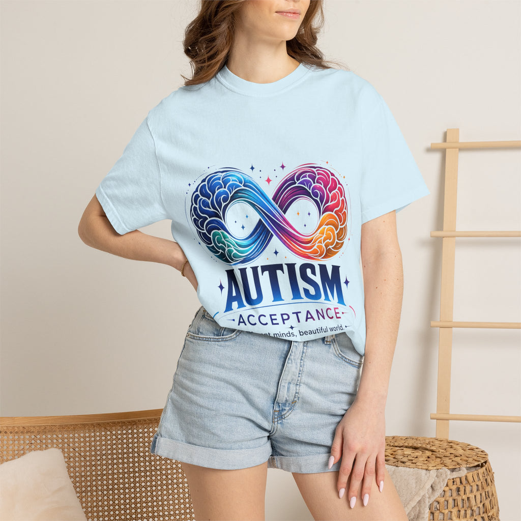 Autism Acceptance T-Shirt — Infinity Puzzle Rainbow Design