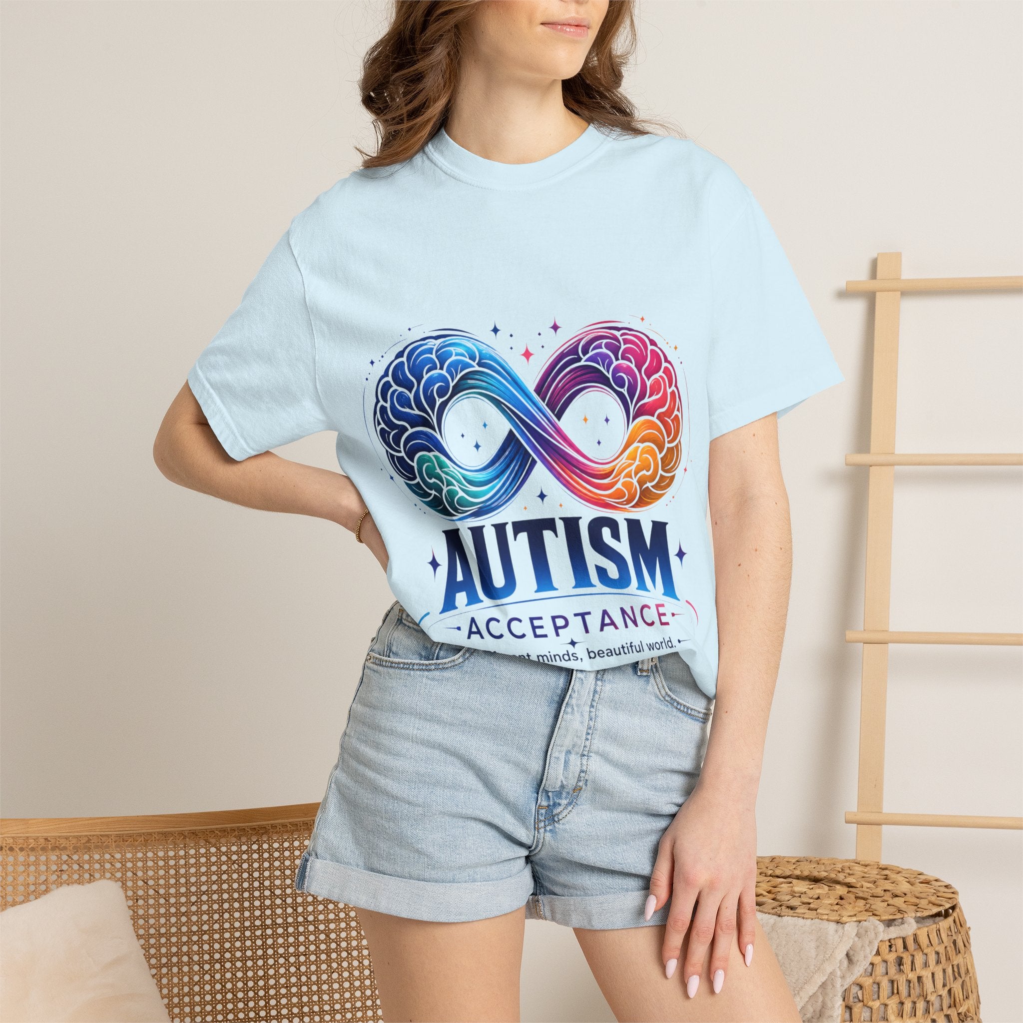 Autism Acceptance T-Shirt — Infinity Puzzle Rainbow Design