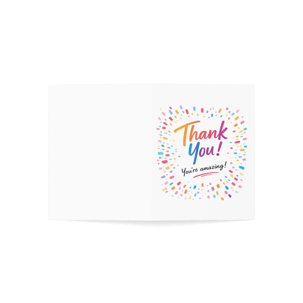 Thank You Greeting Cards — "Thank You! You're amazing!" Colorful Confetti Pack (1/10/30/50)