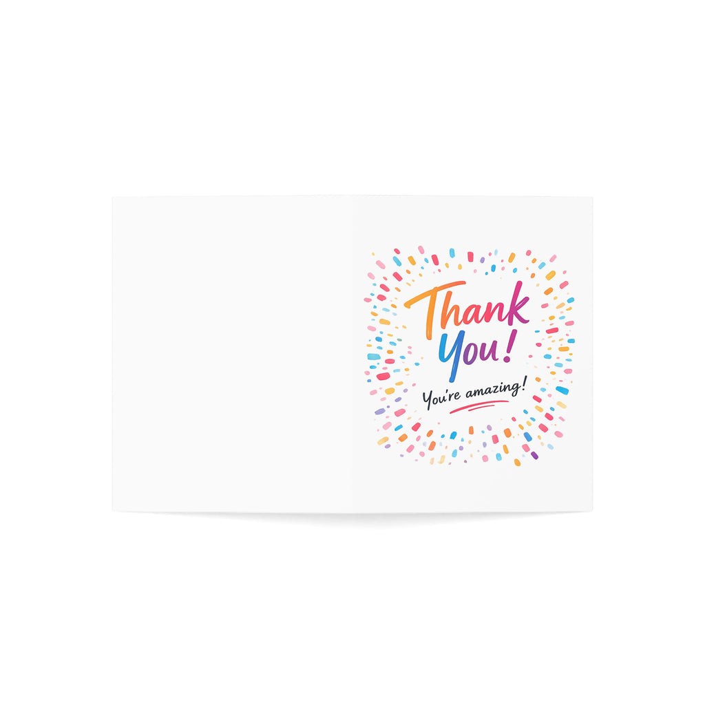 Thank You Greeting Cards — "Thank You! You're amazing!" Colorful Confetti Pack (1/10/30/50)
