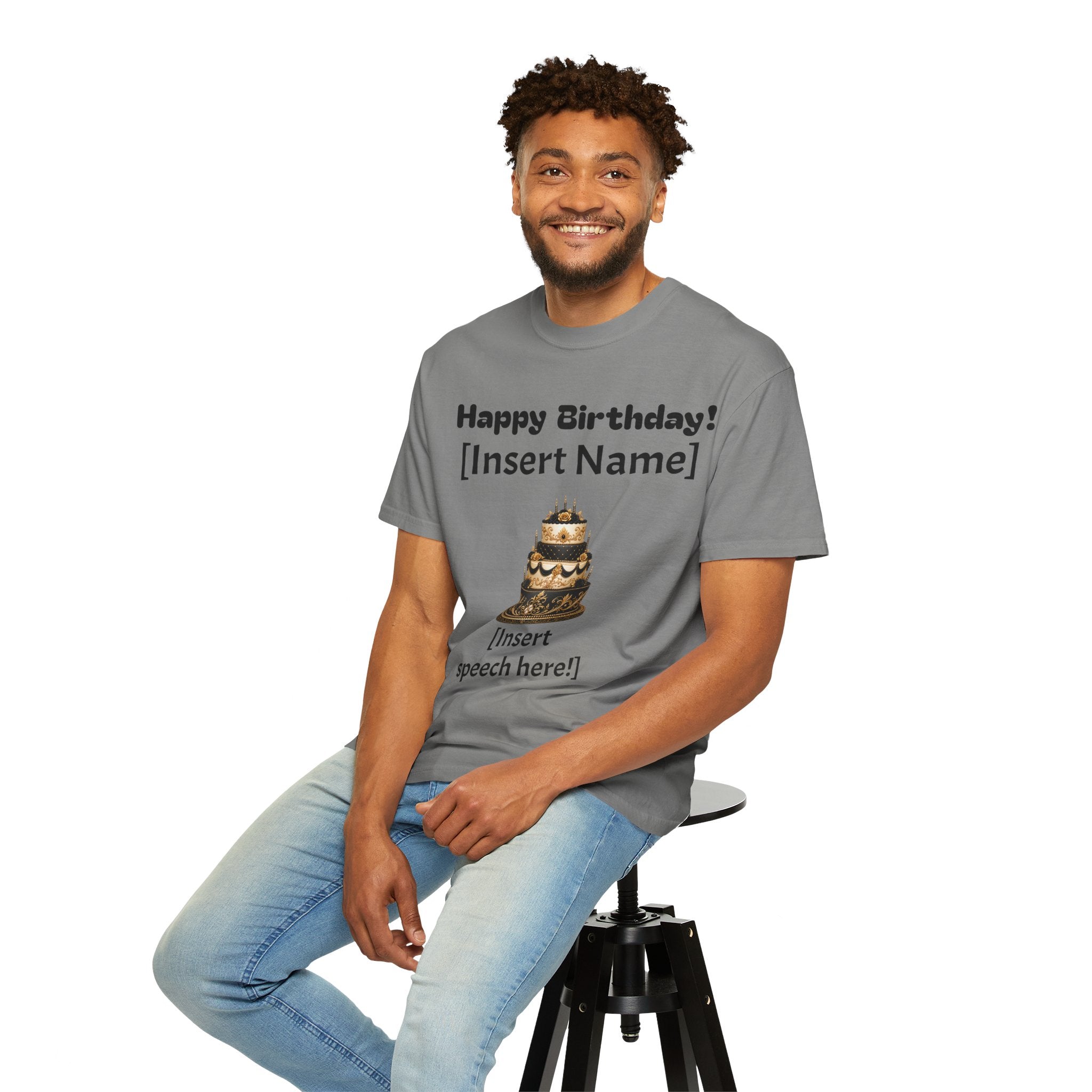 Birthday Cake Personalized T‑Shirt — "Happy Birthday! [Insert Name]" Customizable Tee
