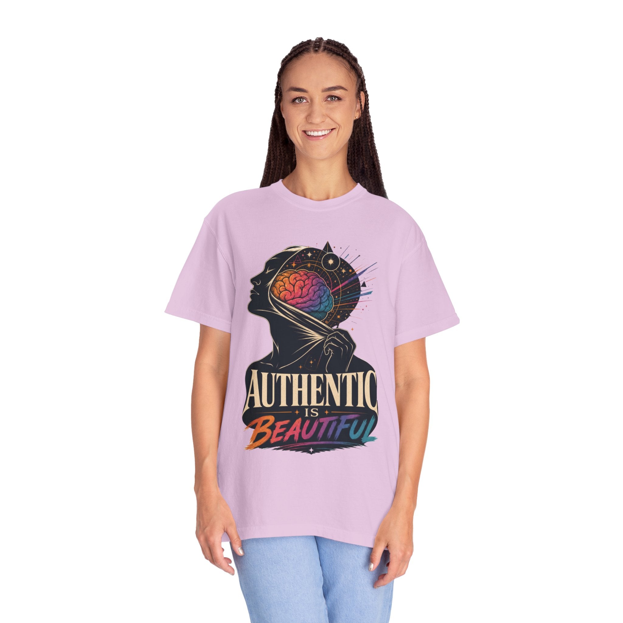 Authentic Is Beautiful Graphic T-Shirt — Pride Rainbow Mind Empowerment Tee