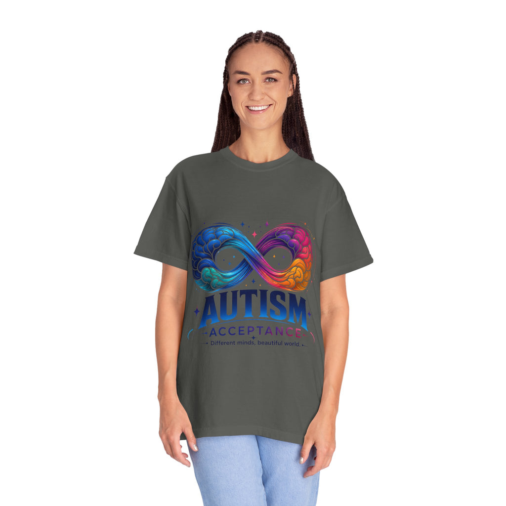Autism Acceptance T-Shirt — Infinity Puzzle Rainbow Design