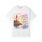 Lighthouse Beach T-Shirt — "You are my safe place and my greatest blessing" Inspirational Tee