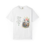 Camera Floral T‑Shirt — "Collecting memories with you is my favorite hobby"