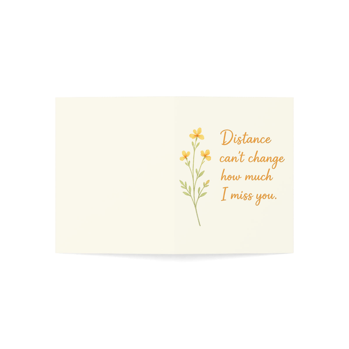 Miss You Greeting Card — "Distance can't change how much I miss you" Sympathy/Long-Distance Thinking of You Card