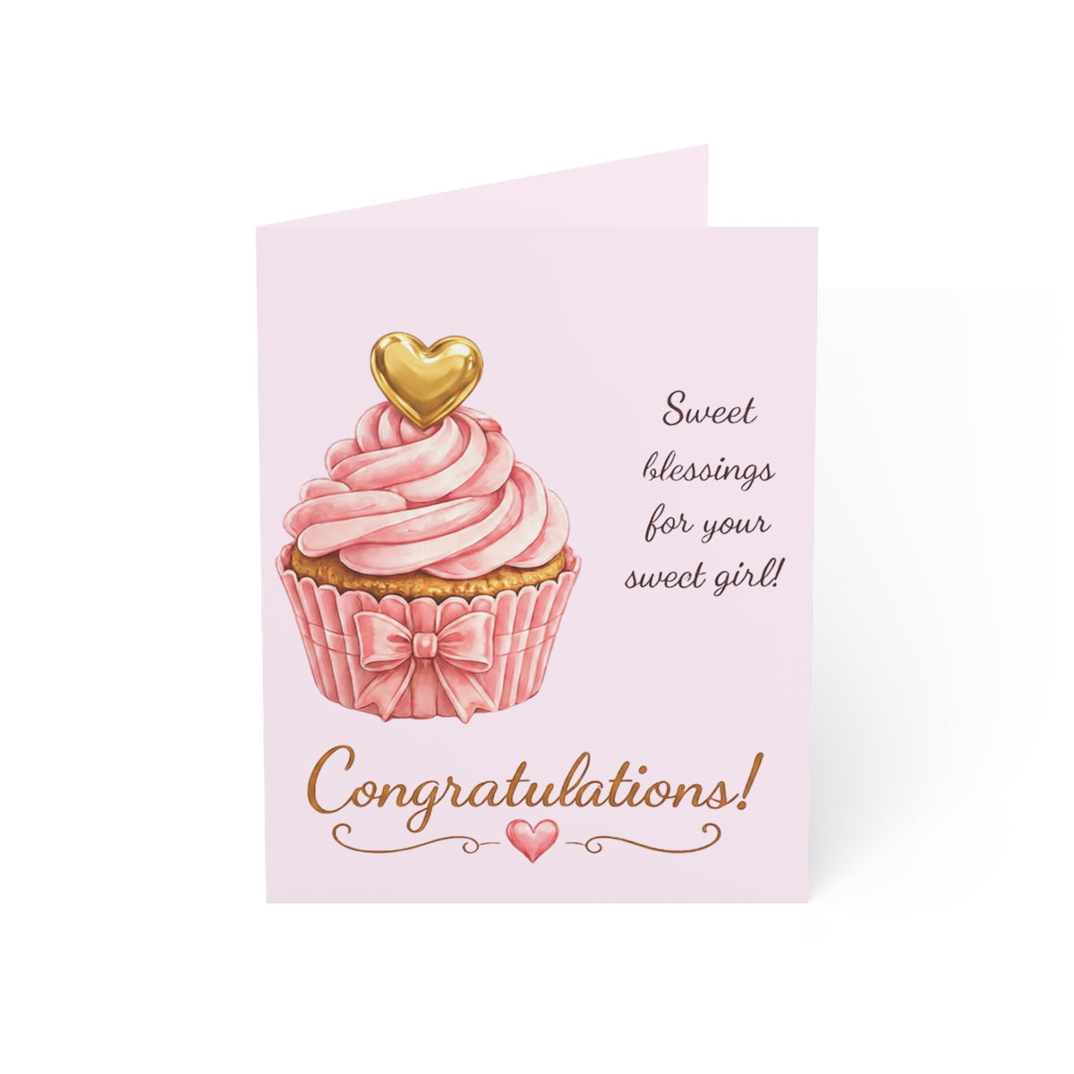 Cupcake Congratulations Greeting Card — Sweet Blessings Card for Girls (1/10/30/50 pcs)