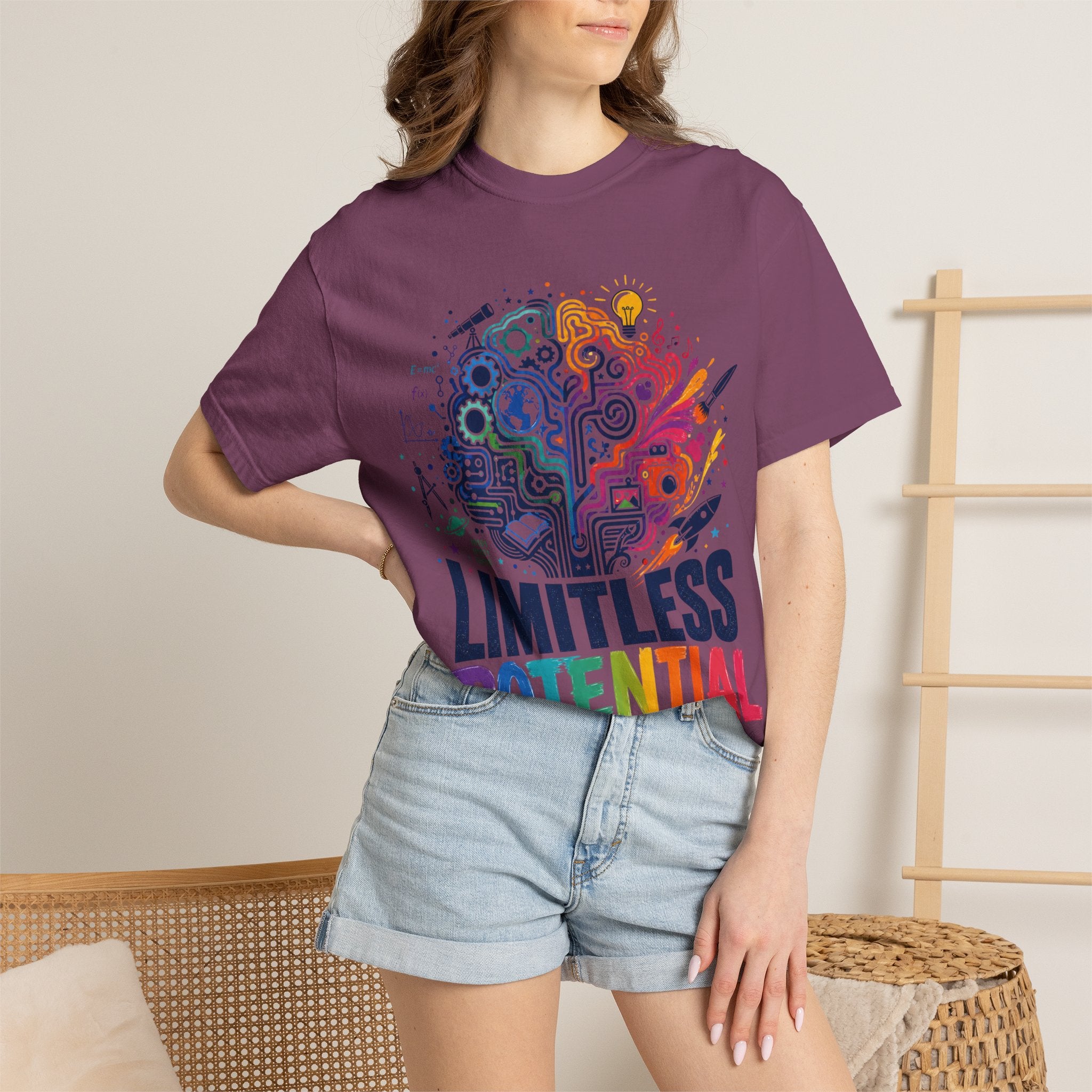 Limitless Potential T-Shirt — Inspirational Brain & Rainbow Design