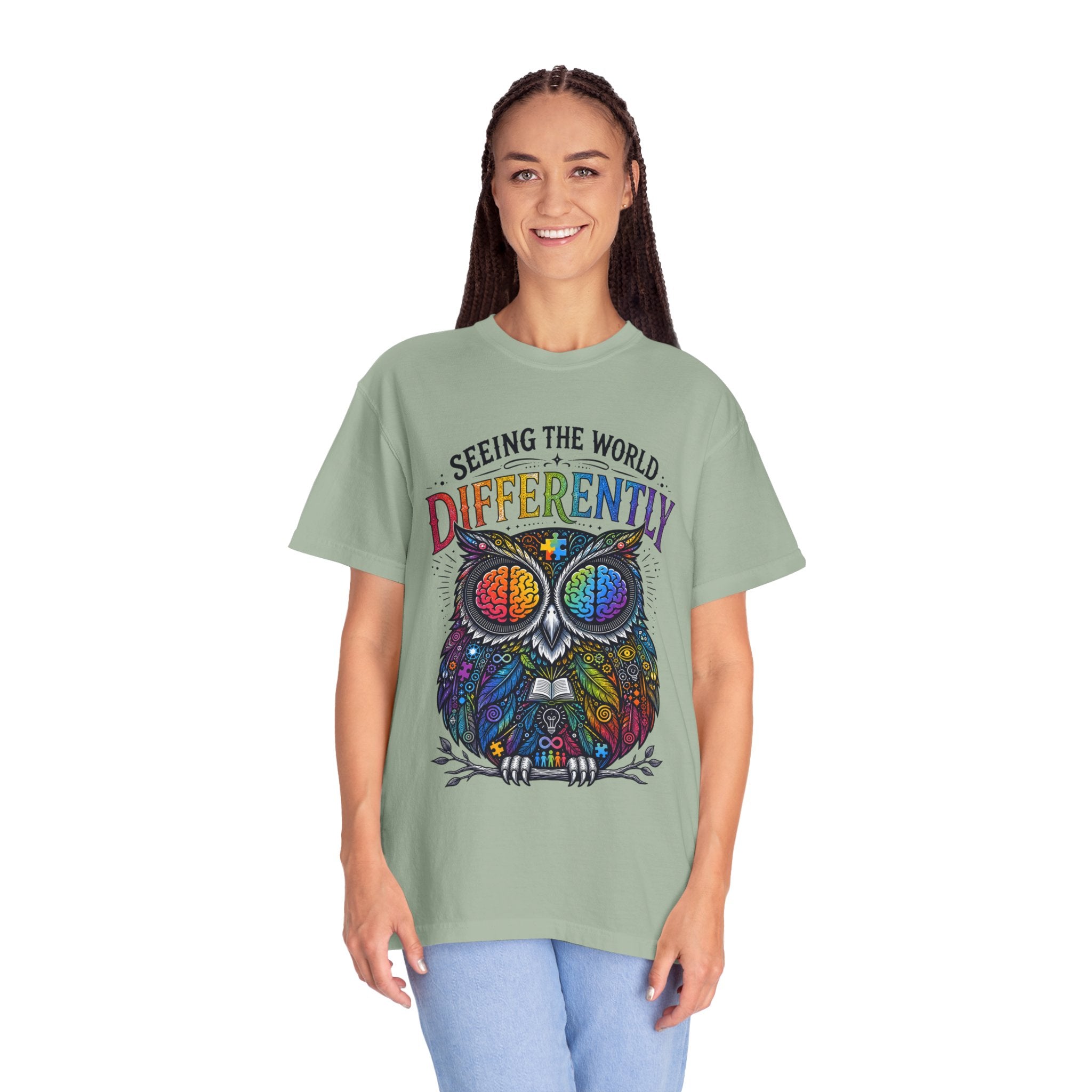Seeing the World Differently Owl T-Shirt — Colorful Psychedelic Autism Awareness Tee