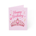 Happy Birthday Princess Greeting Card — Pink Tiara Birthday Card (Single or Bulk 1/10/30/50)