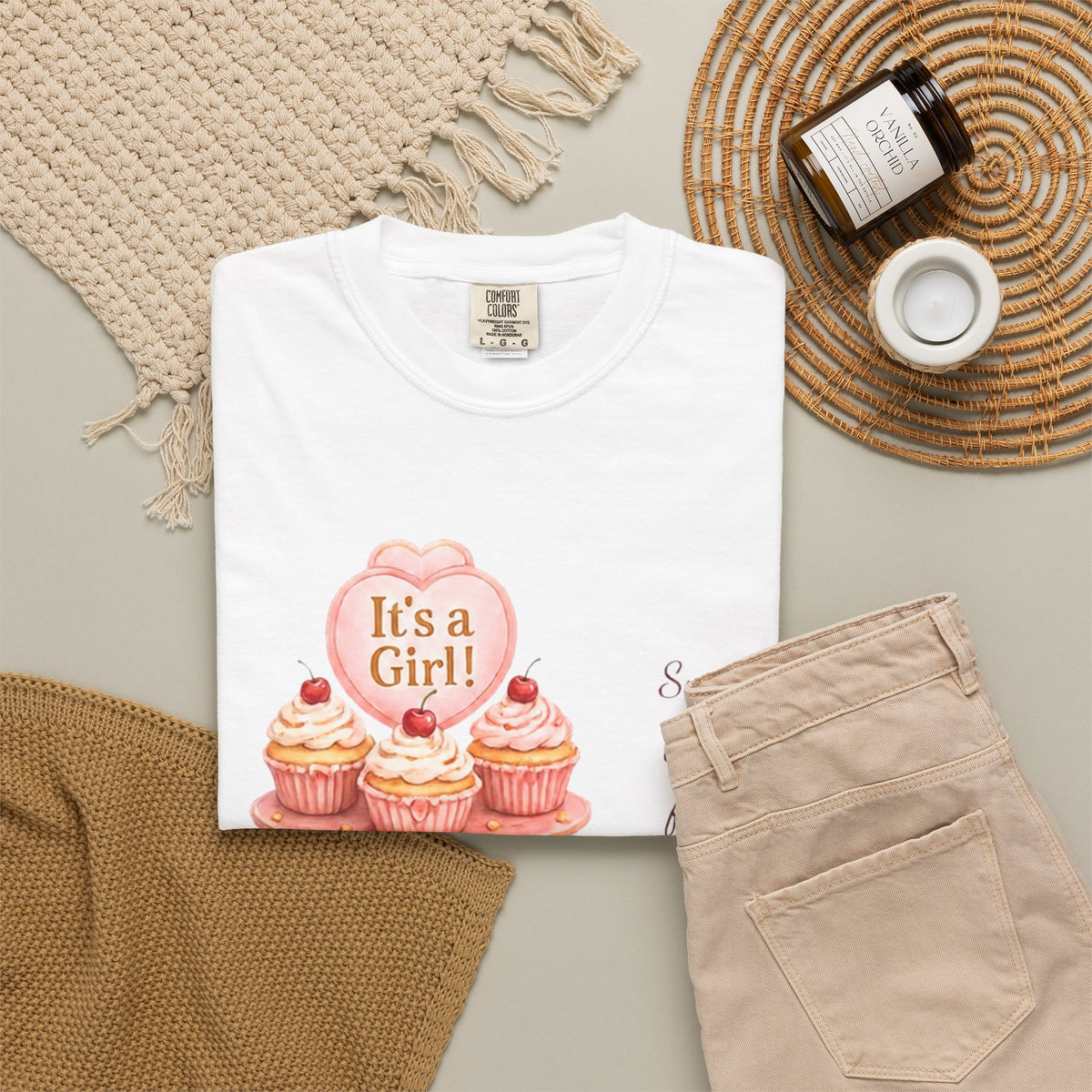 Baby Shower T-Shirt — "It's a Girl!" Cupcake Congratulations Tee