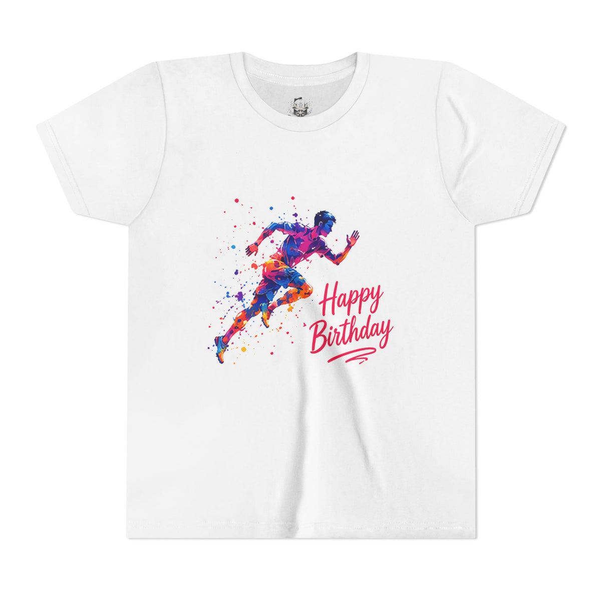 Youth Runner "Happy Birthday" Tee – Colorful Athlete Birthday Shirt