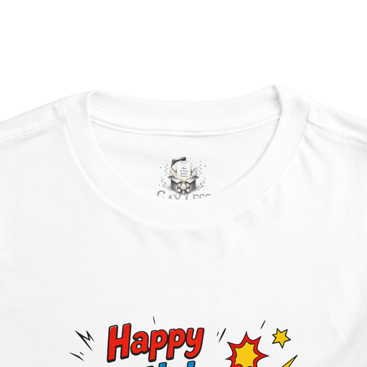 Superhero 1st Birthday Toddler Tee — "Happy Birthday"