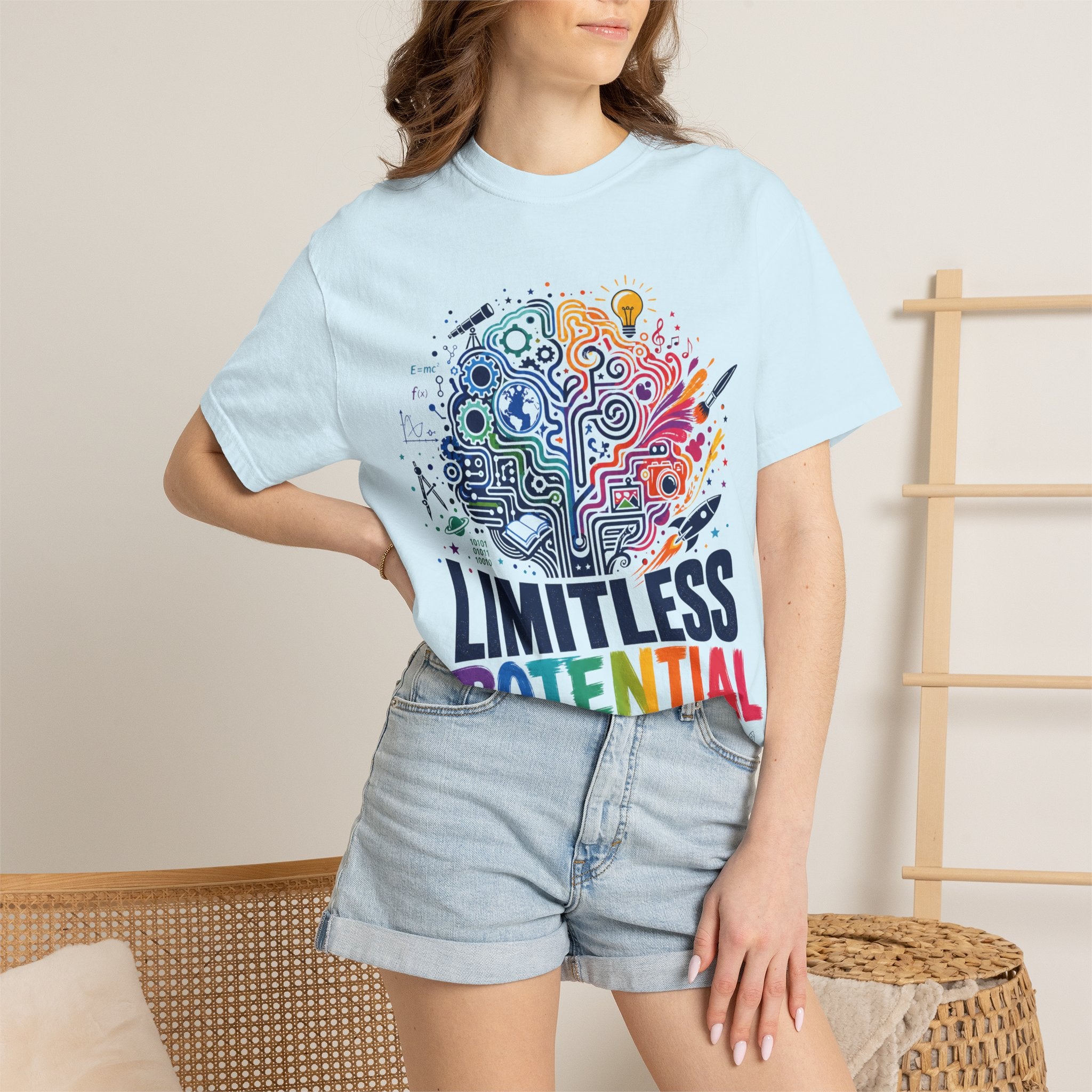 Limitless Potential T-Shirt — Inspirational Brain & Rainbow Design