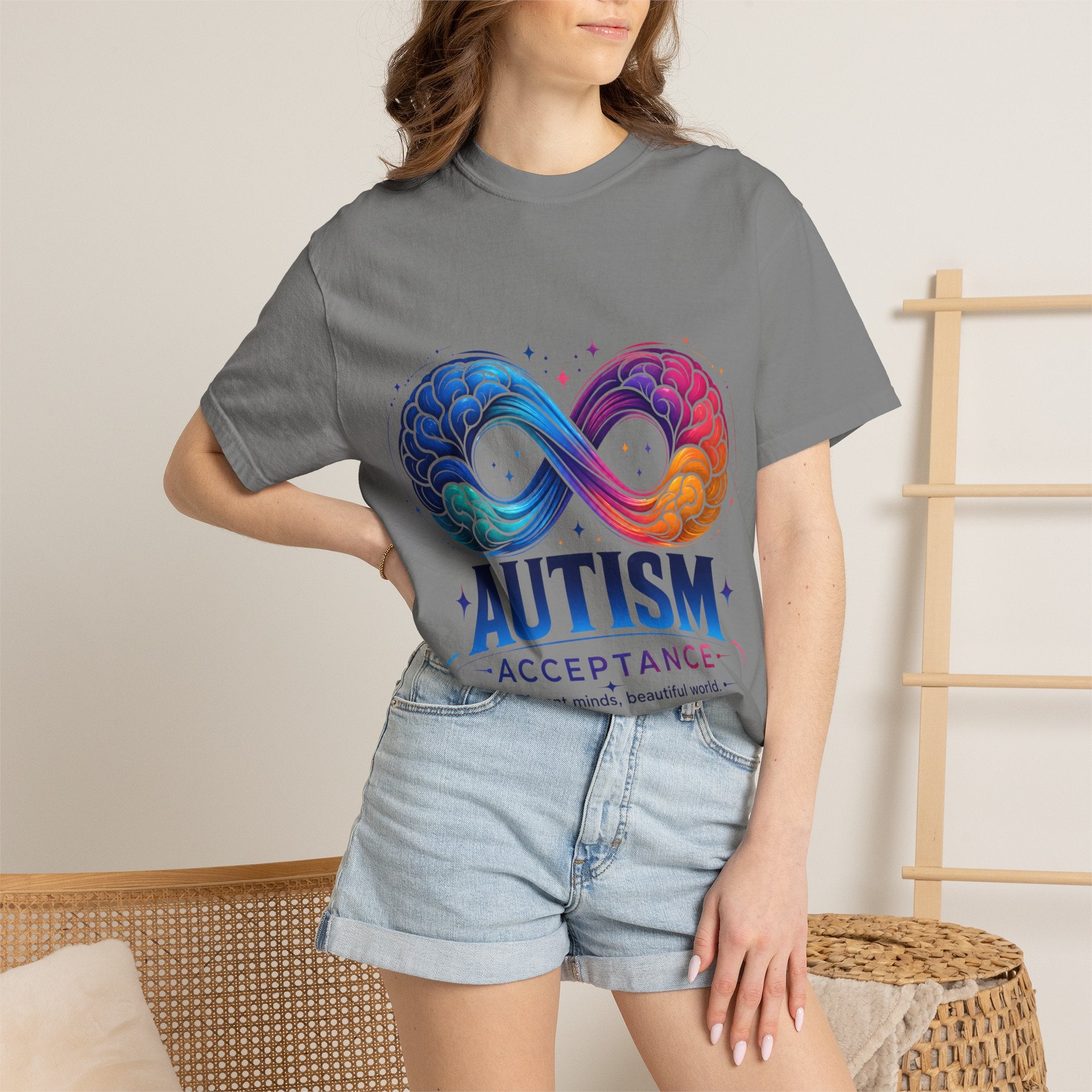 Autism Acceptance T-Shirt — Infinity Puzzle Rainbow Design
