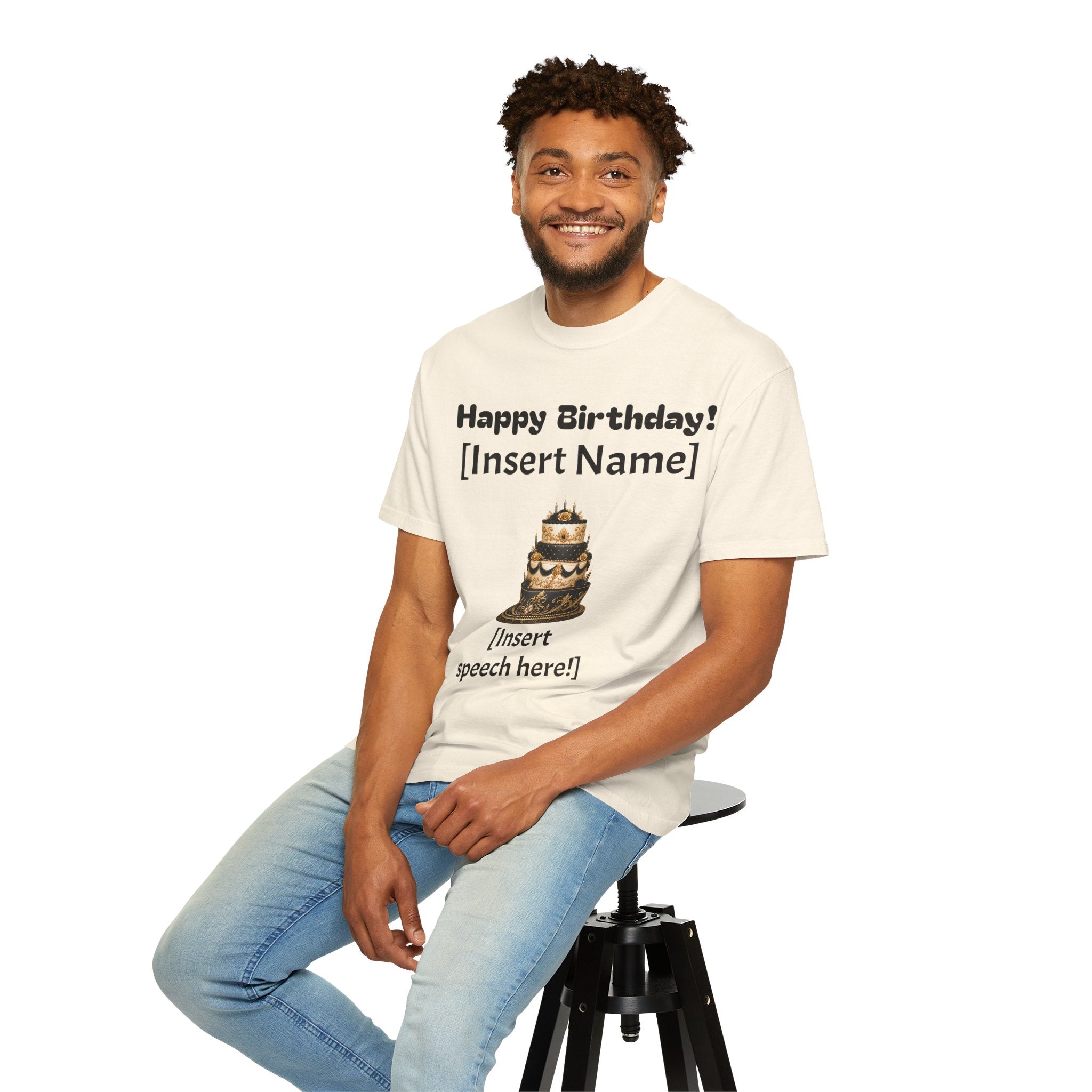 Birthday Cake Personalized T‑Shirt — "Happy Birthday! [Insert Name]" Customizable Tee
