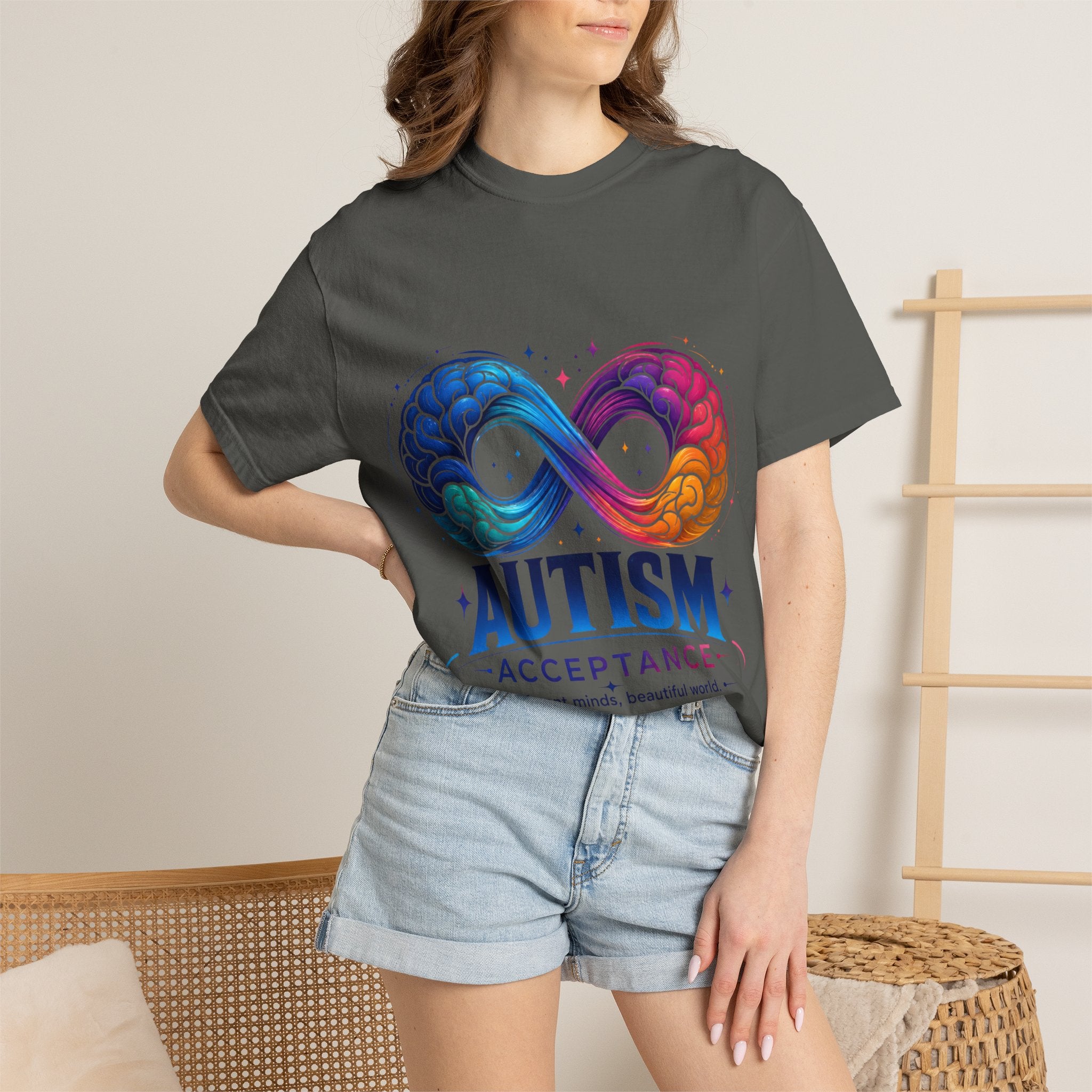 Autism Acceptance T-Shirt — Infinity Puzzle Rainbow Design