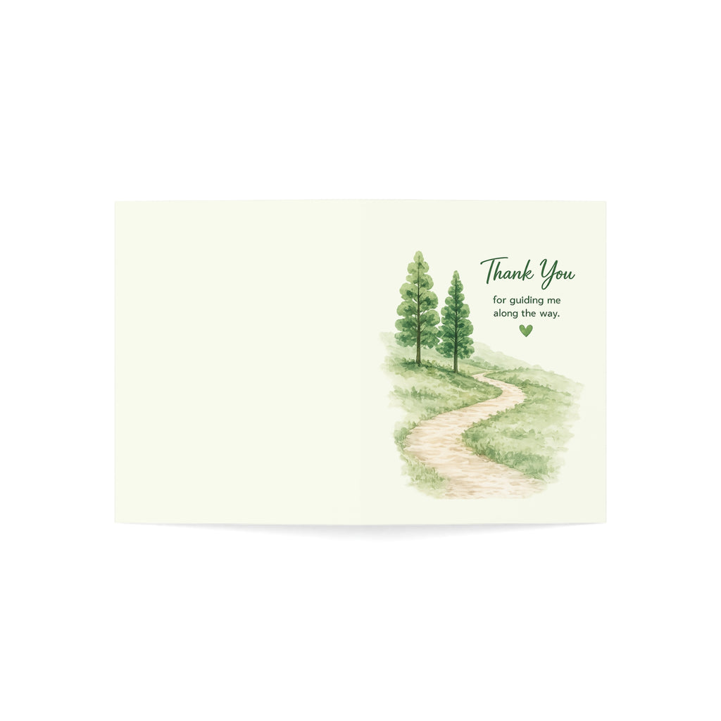 Thank You Greeting Card — ‘Thank You for Guiding Me Along the Way’ Nature Illustration (Pack of 1/10/30/50)