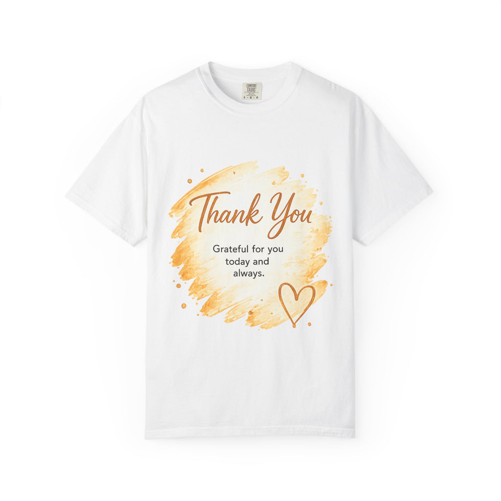 Thank You Gold Watercolor Graphic T-Shirt — Grateful For You Heart Tee