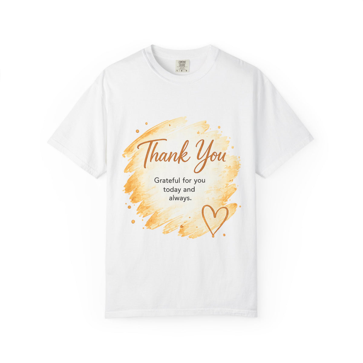 Thank You Gold Watercolor Graphic T-Shirt — Grateful For You Heart Tee