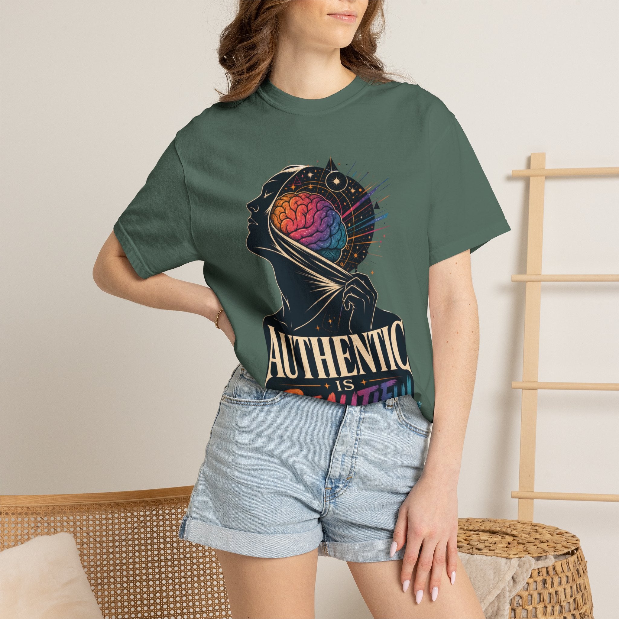 Authentic Is Beautiful Graphic T-Shirt — Pride Rainbow Mind Empowerment Tee