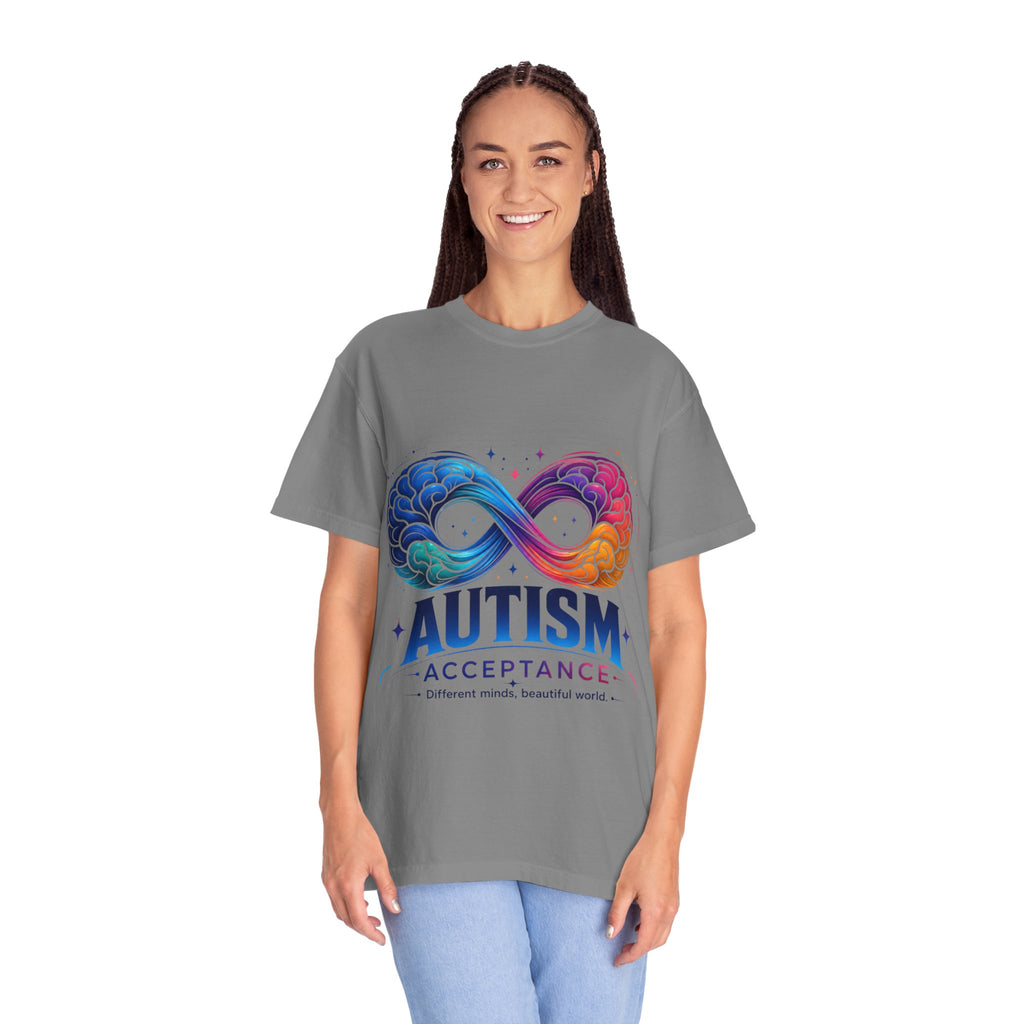 Autism Acceptance T-Shirt — Infinity Puzzle Rainbow Design