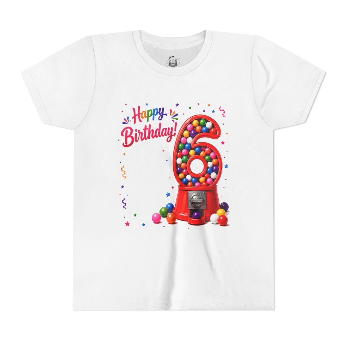 Kids' 6th Birthday T-Shirt - 'Happy Birthday' Gumball Machine Design