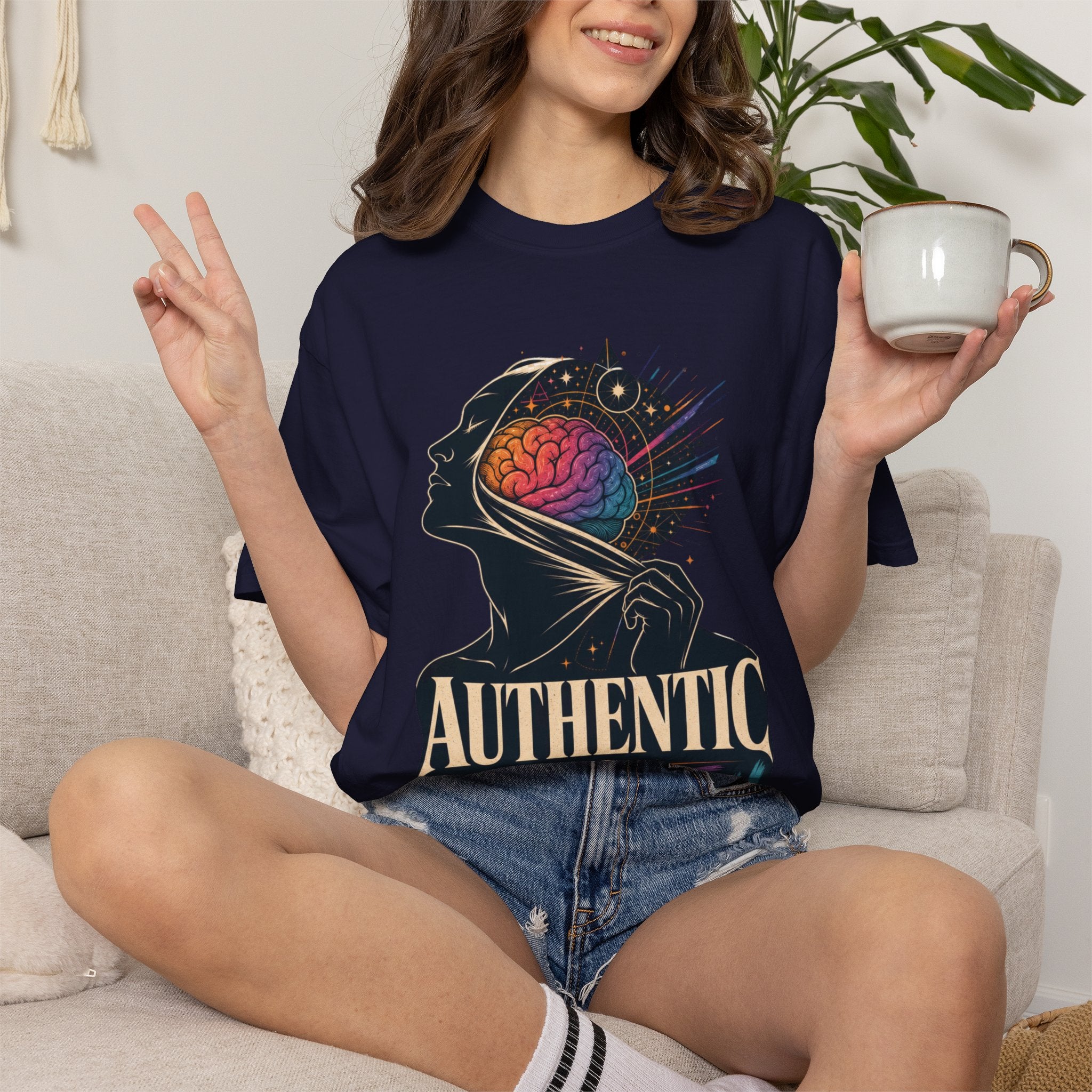 Authentic Is Beautiful Graphic T-Shirt — Pride Rainbow Mind Empowerment Tee