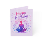 Happy Birthday Yoga Meditation Greeting Card — Spiritual Lotus Birthday Card (Single or Bulk 1/10/30/50)