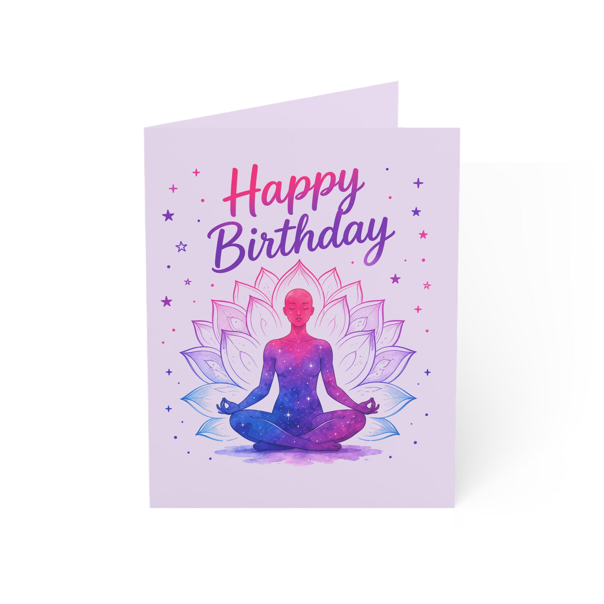 Happy Birthday Yoga Meditation Greeting Card — Spiritual Lotus Birthday Card (Single or Bulk 1/10/30/50)